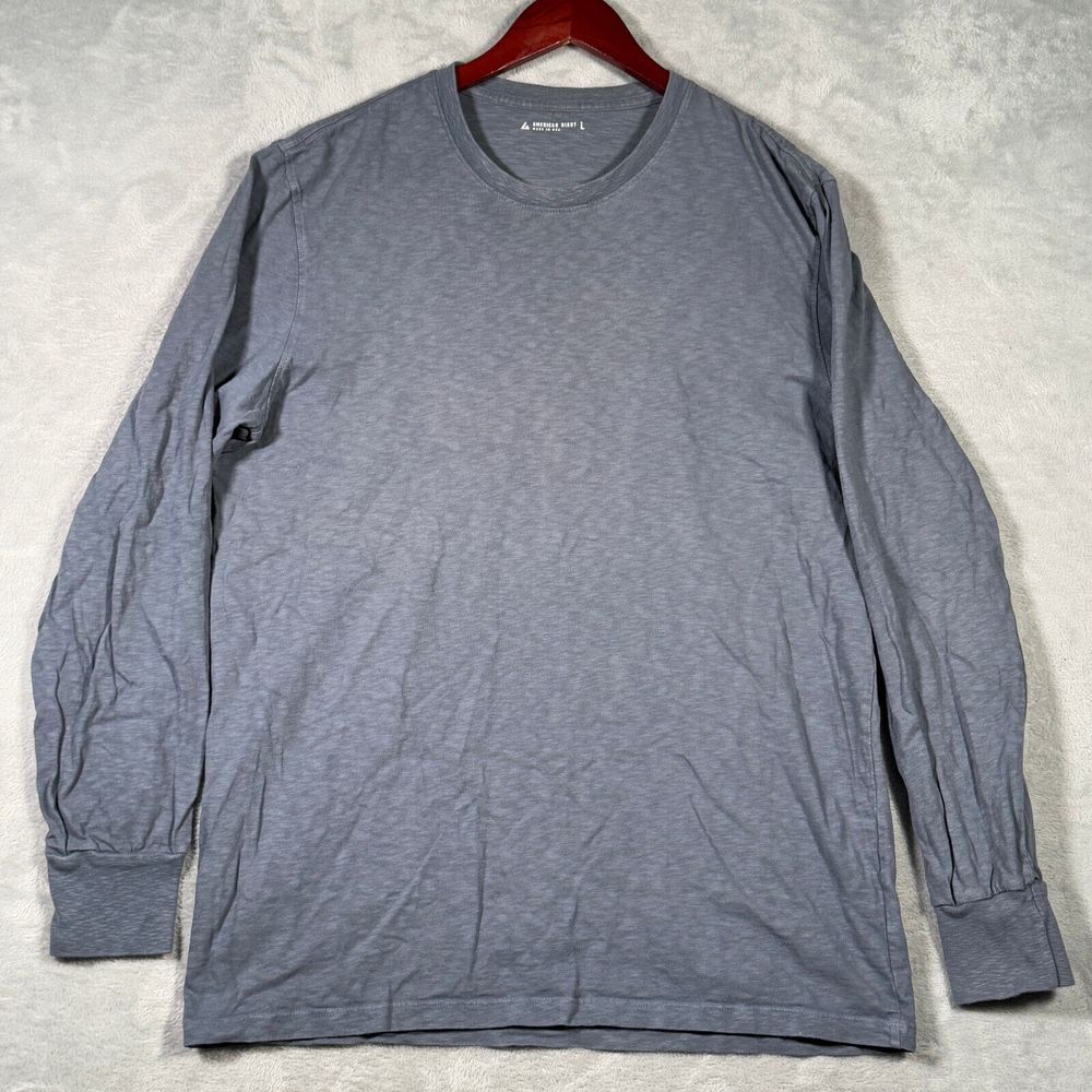 American Giant‎ Shirt Mens Large Blue Long Sleeve Crewneck Tee T
